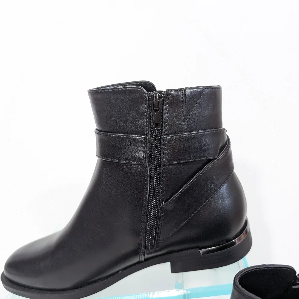 Nine West Akimy Ankle Boots sz 6.5 NEW Women Faux Black Leather Booties